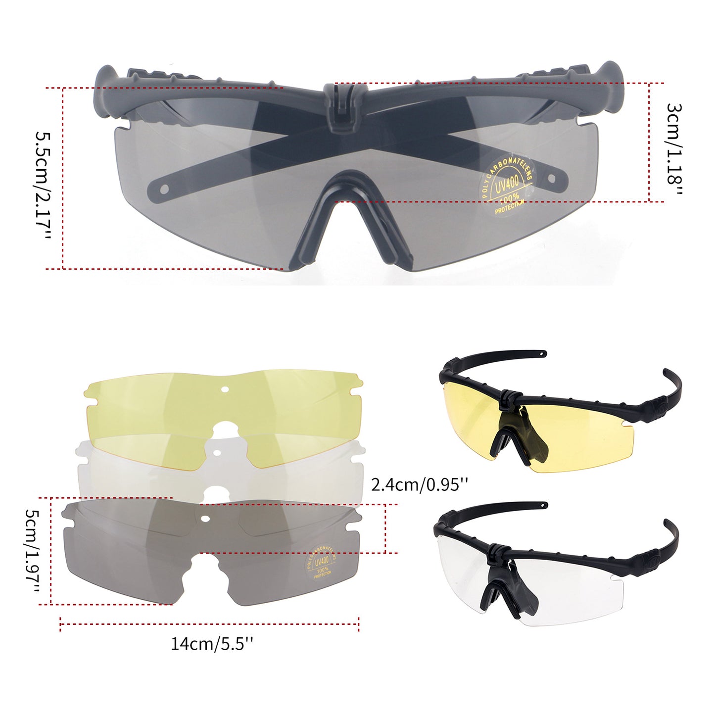 PC Tactical Goggles Kit – 3 Lens with RX Insert & EVA Hard Case