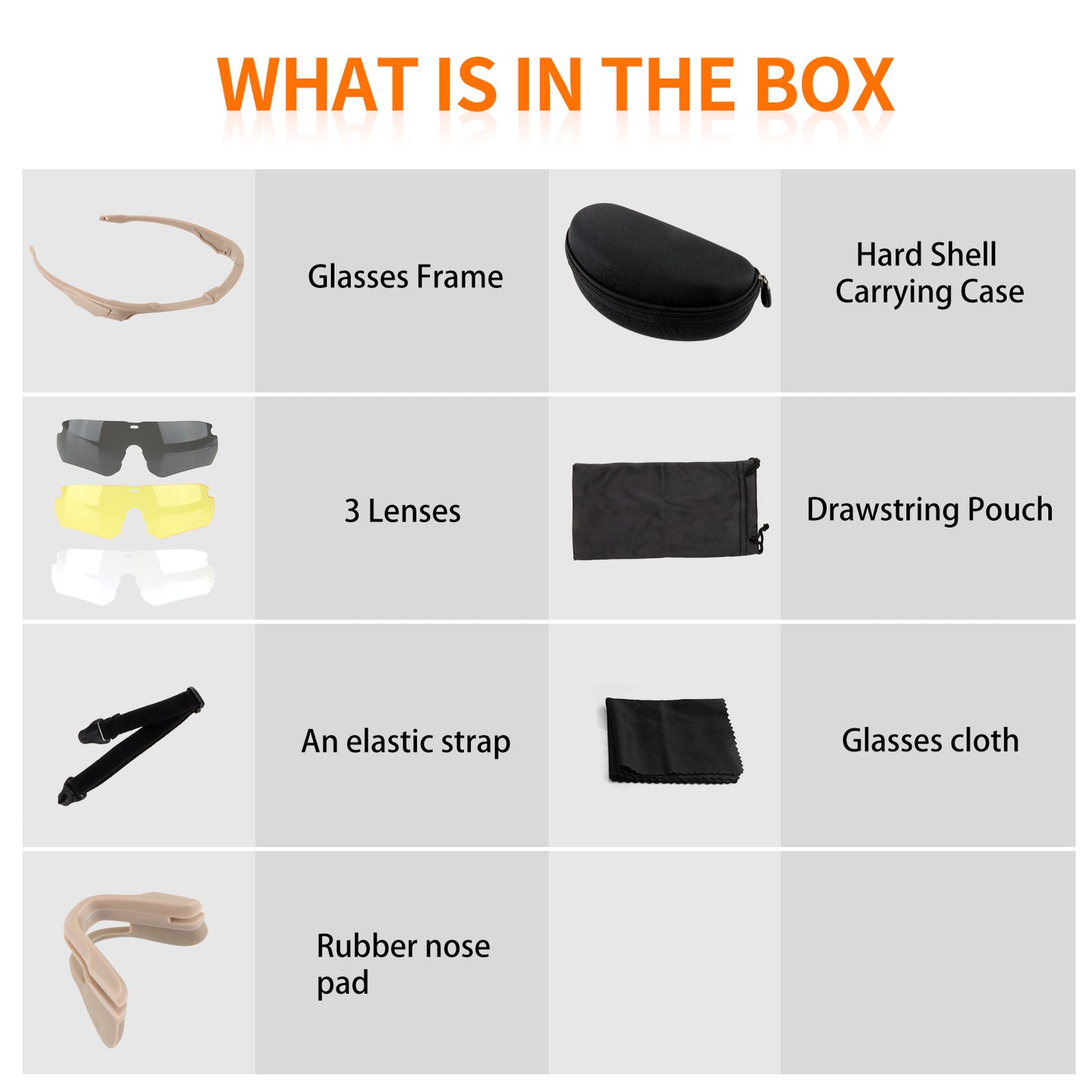 Desert-Tan Tactical Sunglasses – 3 Lens Interchangeable
