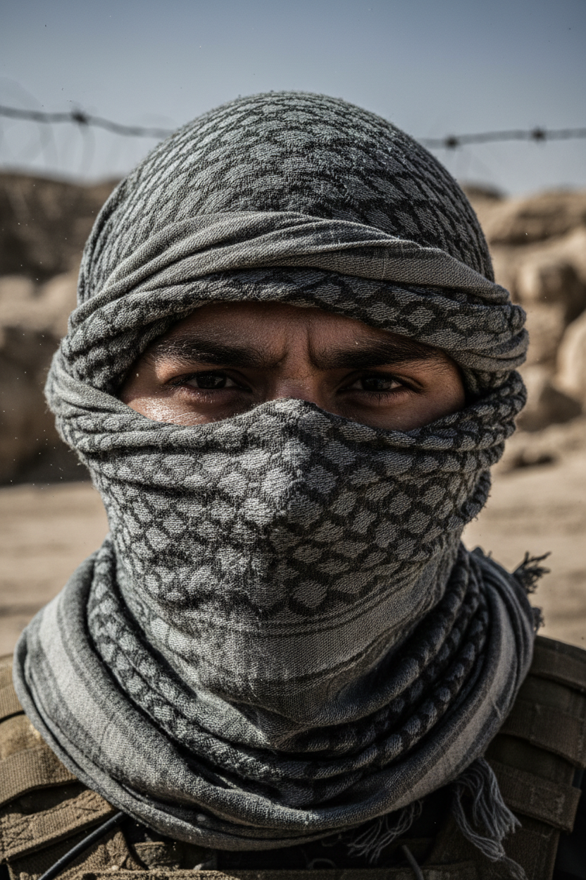 Blue Army Grey Shemagh Tactical Desert Scarf | Military Keffiyeh for Sun, Wind & Dust Protection