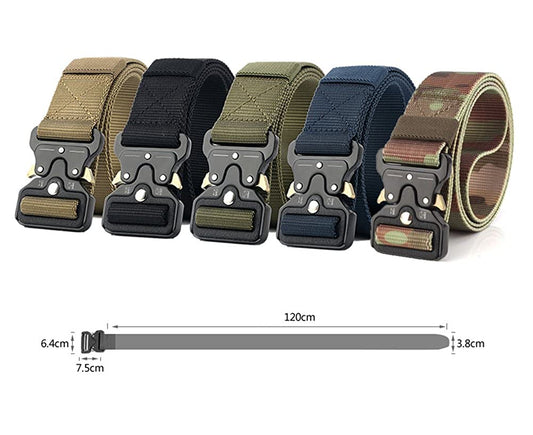 Blue Army Men's Tactical Belt Nylon Military Style Webbing Belt with Metal Buckle