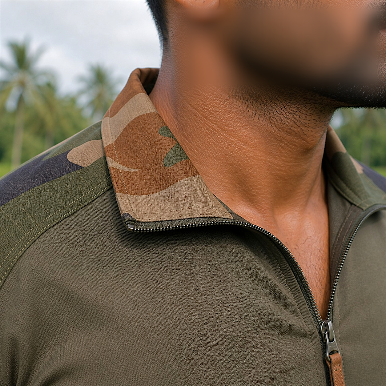 Blue Army Half-Sleeve Tactical T-Shirt - Camo-Sleeve Training T-Shirt