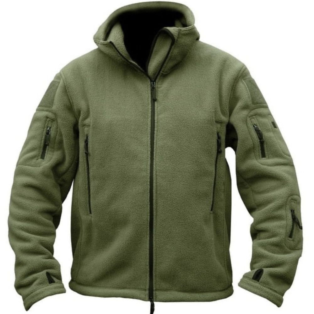 "Custom Tactical Fleece Jacket with ThumbHoles and Hood Stay Warm in