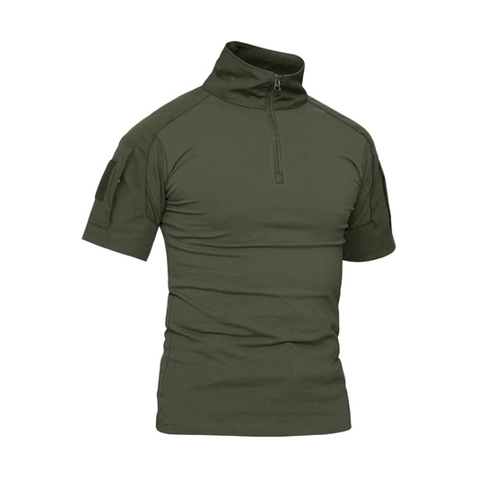 Tactical Half-Sleeve T-Shirt with Zipper & Sleeve Pockets