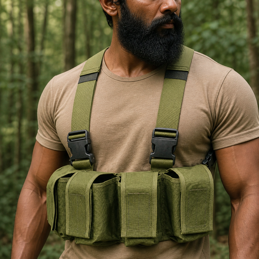 Indian Army Chest Rig w/ M16/AK47/M14 Pouches - Olive BLUE ARMY CLASSIC