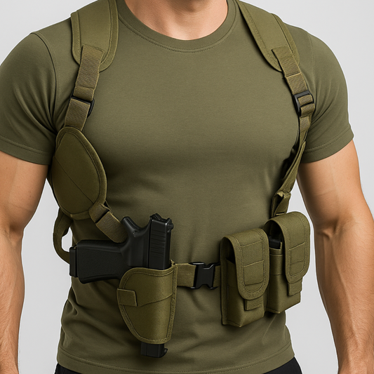 Dual Side Combat Holster with Front Clip & Mag Pouch