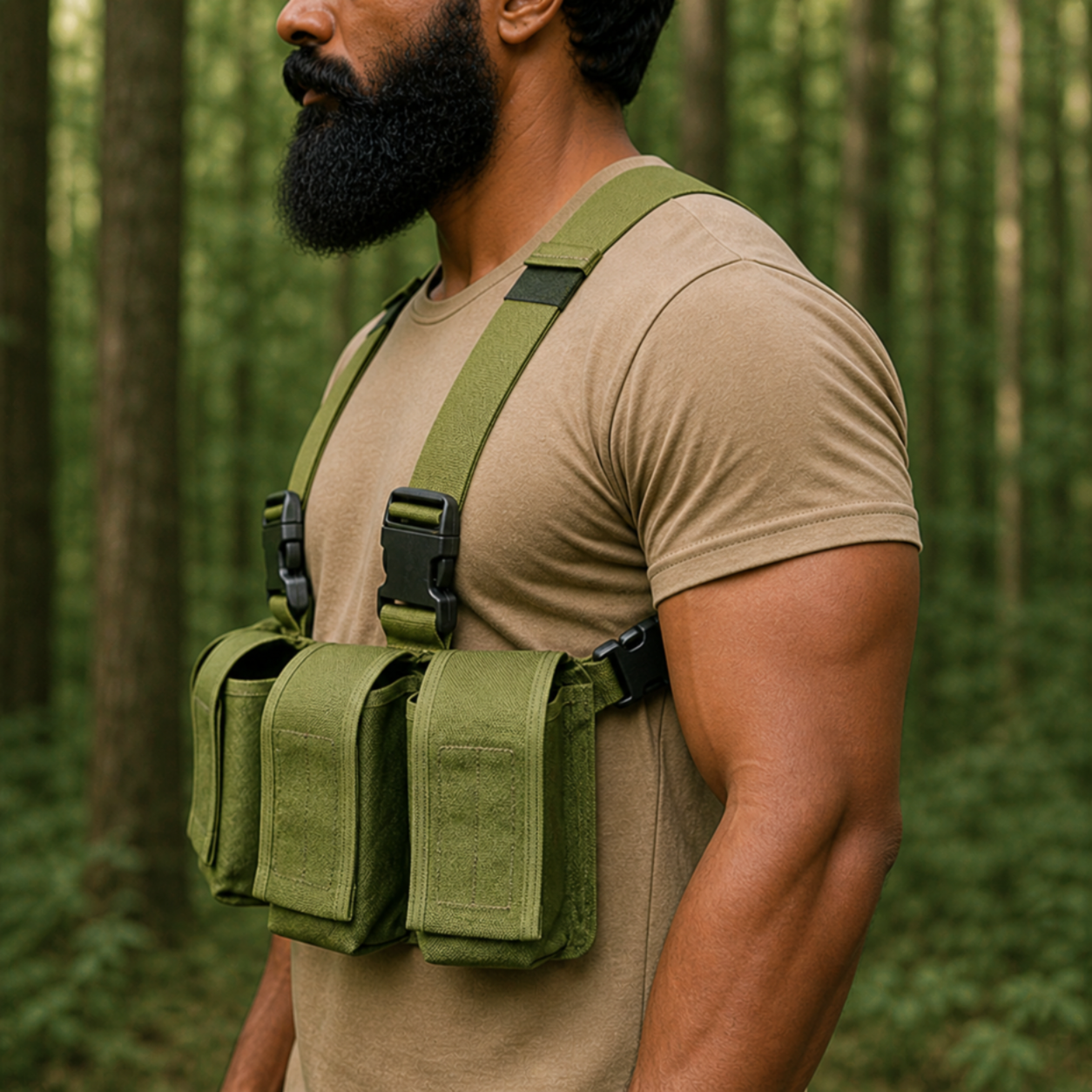 Indian Army Chest Rig w/ M16/AK47/M14 Pouches - Olive BLUE ARMY CLASSIC