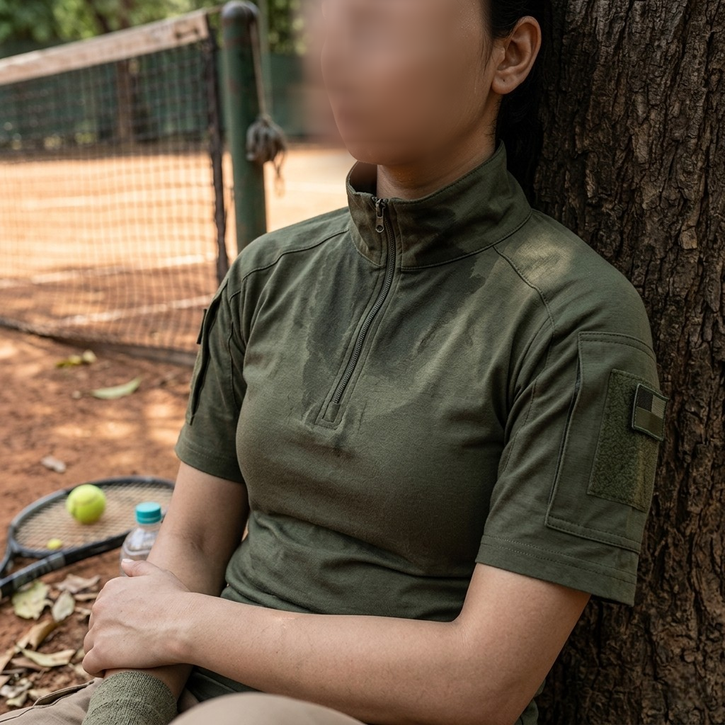Blue Army Tactical Half-Sleeve T-Shirt with Zipper & Sleeve Pockets | Quick-Dry Outdoor Combat Tee for Men & Women