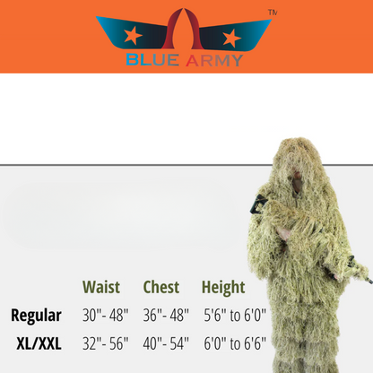 Blue Army One-Piece Ghillie Suit | Full Body Camouflage Suit for Jungle & Woodland Operations