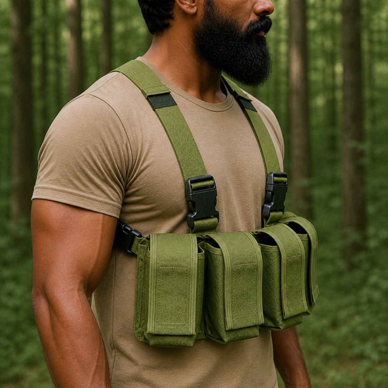 Indian Army Chest Rig w/ M16/AK47/M14 Pouches - Olive BLUE ARMY CLASSIC