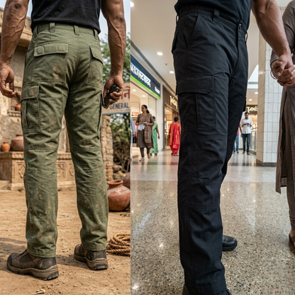 Blue Army Utility Cargo Pants for Men & Women | Tactical Fit Multi-Pocket Outdoor, Travel & Workwear Pants