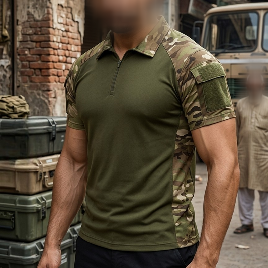 Blue Army Camouflage Tactical Shirt for Men – Quick Dry Outdoor Military Combat Shirt