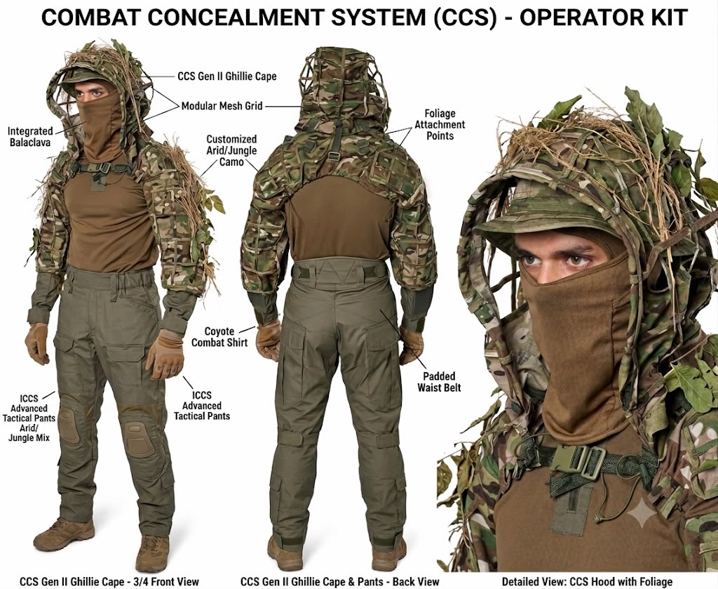 Ghillie Hood / Sniper Concealment Hood - Combat Concealment System (CCS)