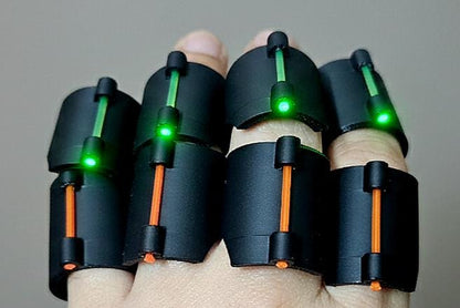 Blue Army LED Finger Indicator Lights | Ergonomic Wearable Status & Signal Lights with Durable Shell