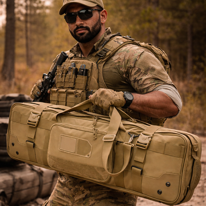 Blue Army Long Gun Bag | Heavy-Duty Tactical Rifle Carry Case with Storage for Outdoor, Range & Travel Use