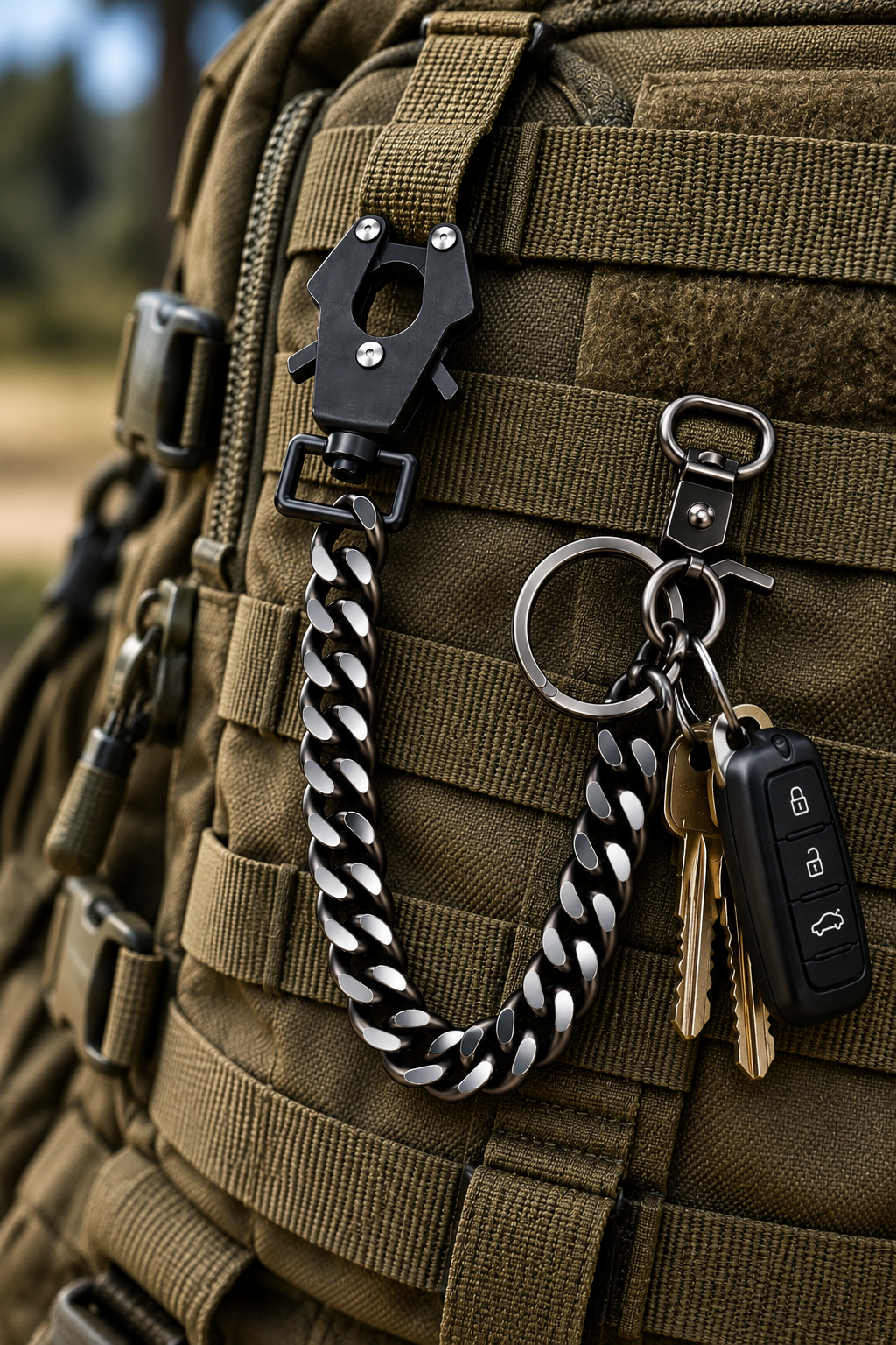 Blue Army Tactical Heavy-Duty Chain Keychain – Quick Release EDC Key Holder
