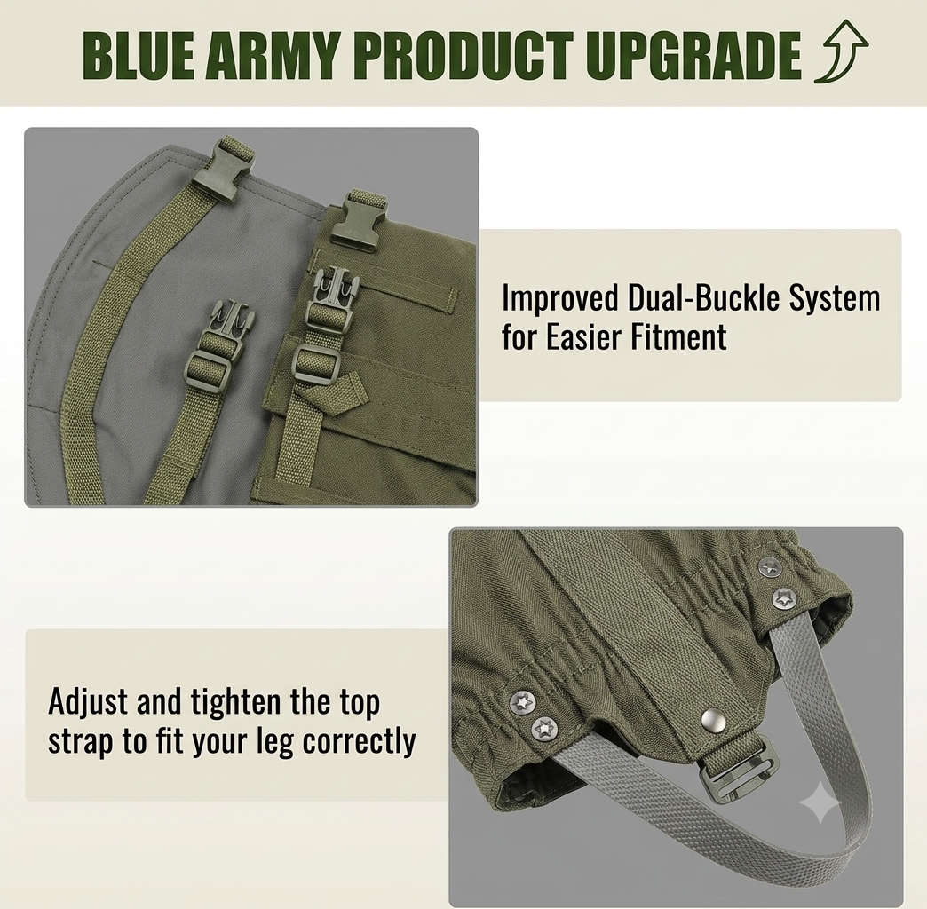 BLUE ARMY Heavy-Duty Hunting & Outdoor Leg Gaiters – High Protection, Waterproof & Thorn-Proof