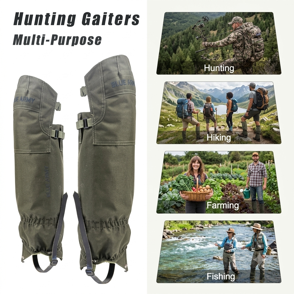 BLUE ARMY Heavy-Duty Hunting & Outdoor Leg Gaiters – High Protection, Waterproof & Thorn-Proof