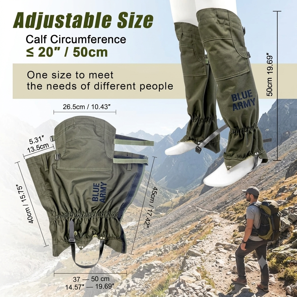 BLUE ARMY Heavy-Duty Hunting & Outdoor Leg Gaiters – High Protection, Waterproof & Thorn-Proof