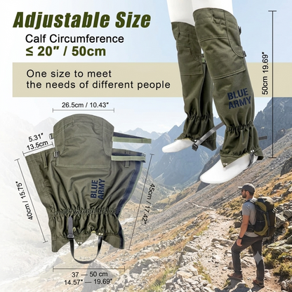 BLUE ARMY Heavy-Duty Hunting & Outdoor Leg Gaiters – High Protection, Waterproof & Thorn-Proof