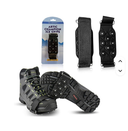 Blue Army Ice & Snow Traction Cleats – Anti-Slip Spikes | Adjustable Fit, Heavy-Duty Grip for Outdoor Use