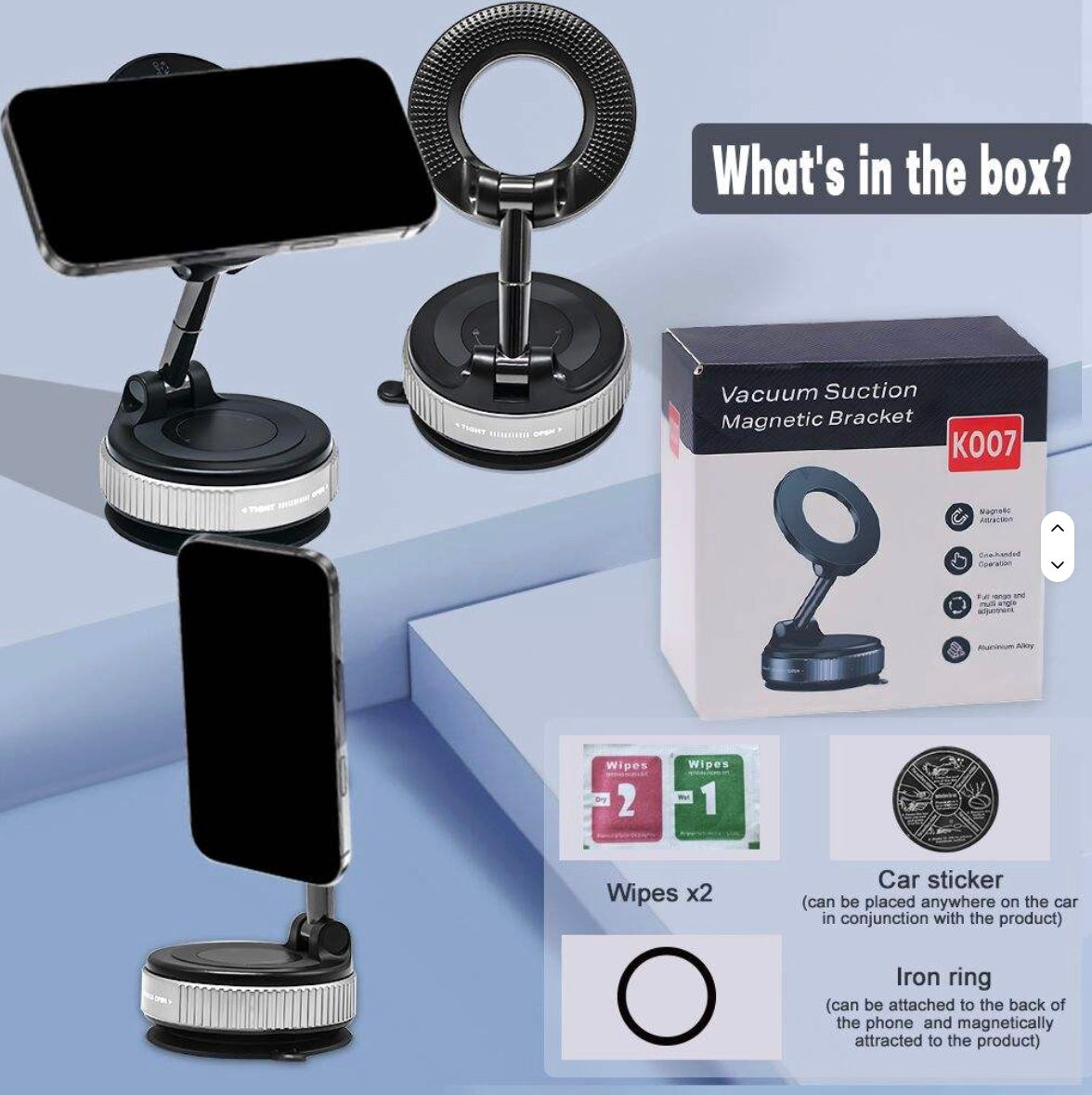 Strong Magnets Extend Car Mobile Stand 360 Rotating Car Mobile Phone Holder Magnetic Vacuum Suction Car Phone Holder