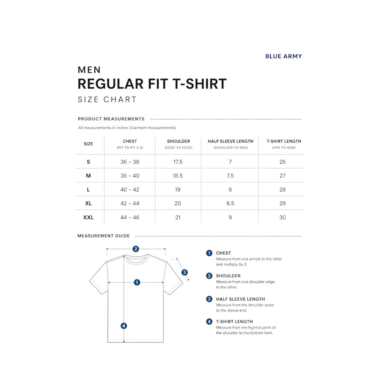Blue Army T-Shirt – Half Sleeve Everyday Wear