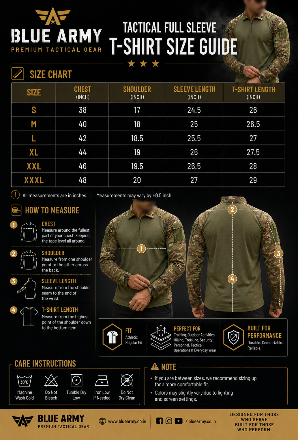 Blue Army Tactical T-Shirt – Full Sleeve