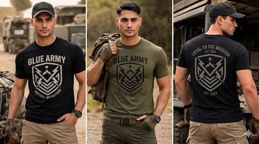Blue Army T-Shirt – Half Sleeve Everyday Wear