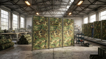 Blue Army Deployable Fabric Partition | Made-to-Measure Field Wall System