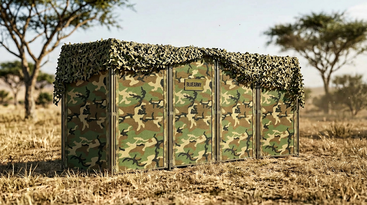 Deployable Partitioning System Blue Army Deployable Fabric Partition | Made-to-Measure Field Wall Sys