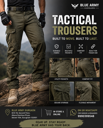 Blue Army Ripstop Utility Combat Trousers