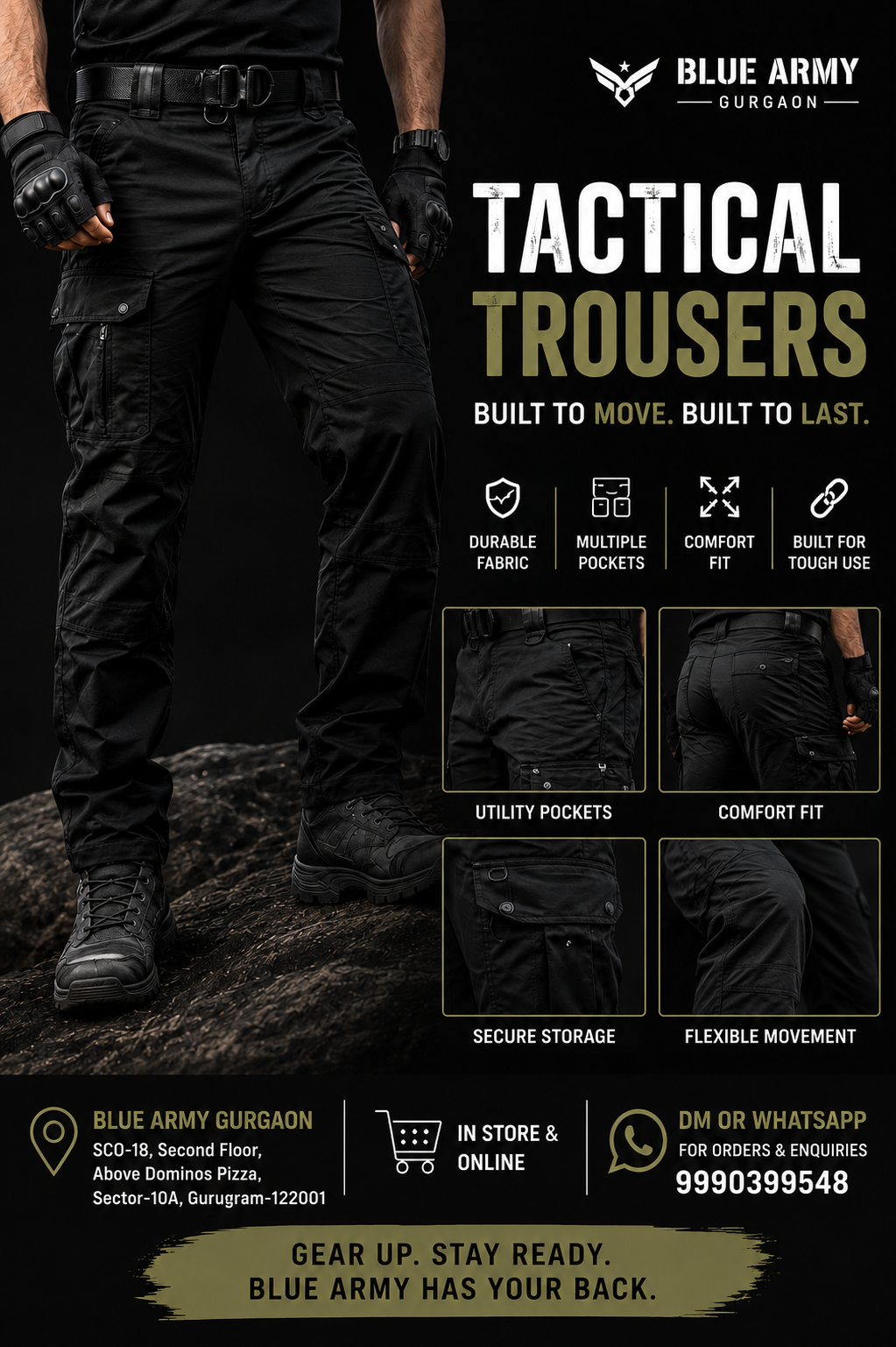 Blue Army Ripstop Utility Combat Trousers
