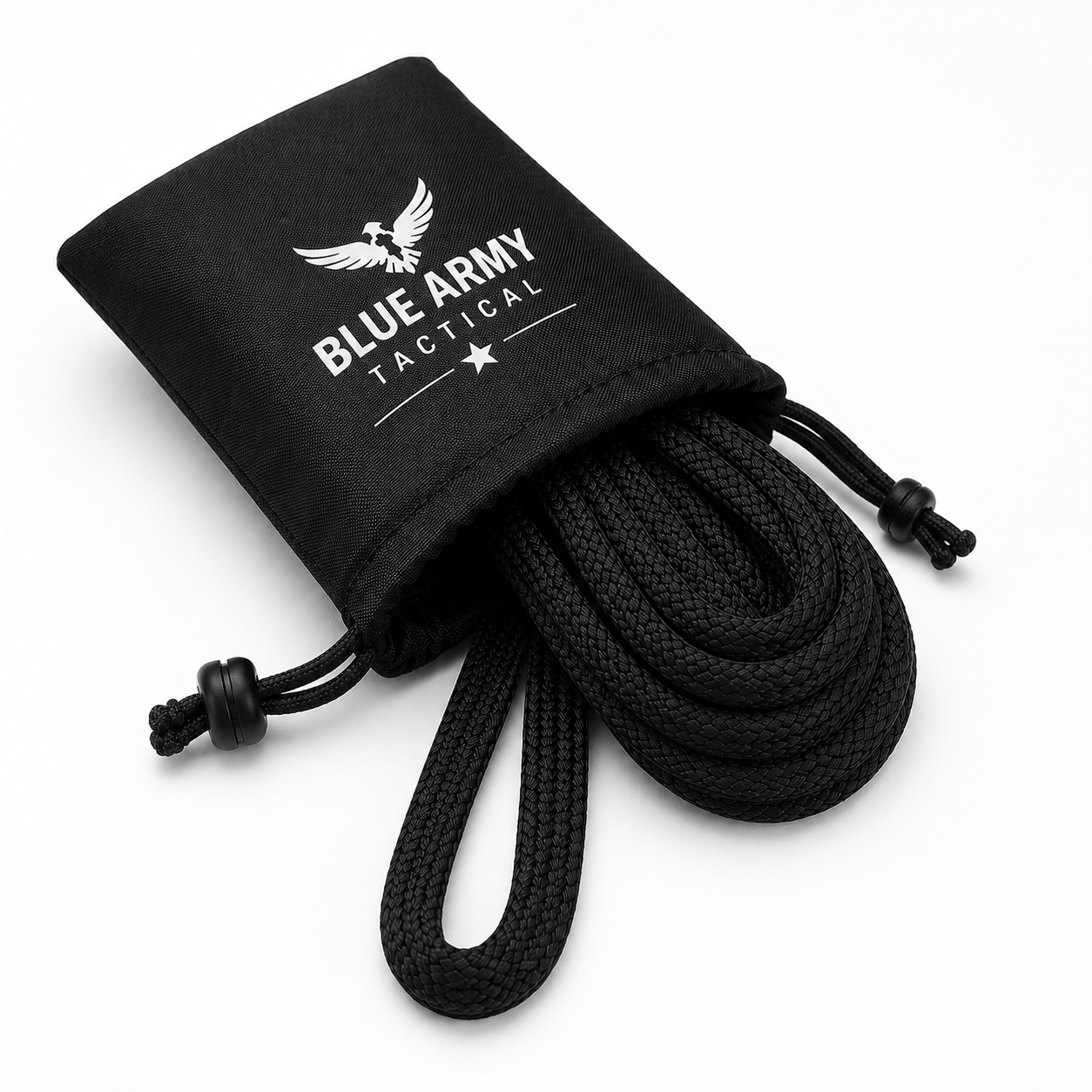 Blue Army Tactical Flat Rope with Drawstring Carry Pouch | Heavy Duty Multipurpose Utility Rope | Camping, Survival & Outdoor Use