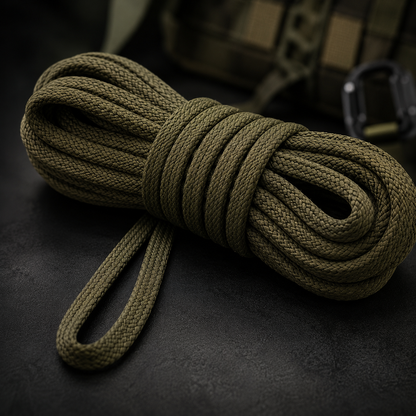 Blue Army Tactical Flat Rope with Drawstring Carry Pouch | Heavy Duty Multipurpose Utility Rope | Camping, Survival & Outdoor Use